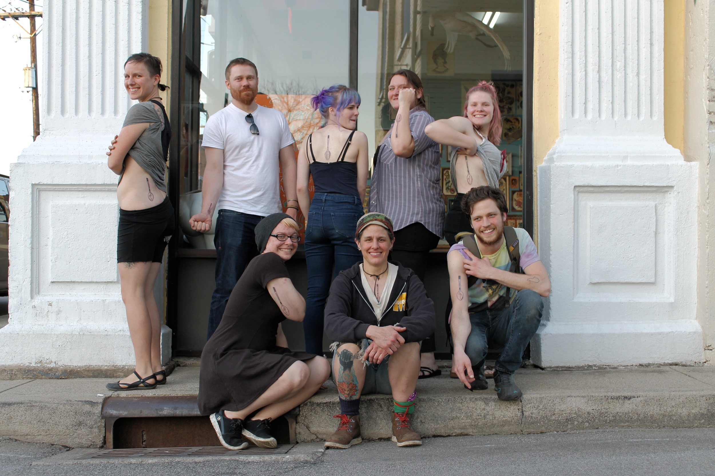  The group (not all pictured) showing off their spoons.&nbsp; 