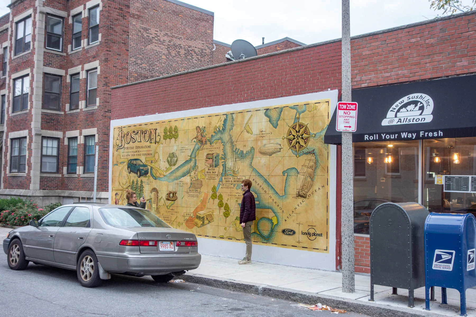 Completed mural in Boston makes a photo op for passersby