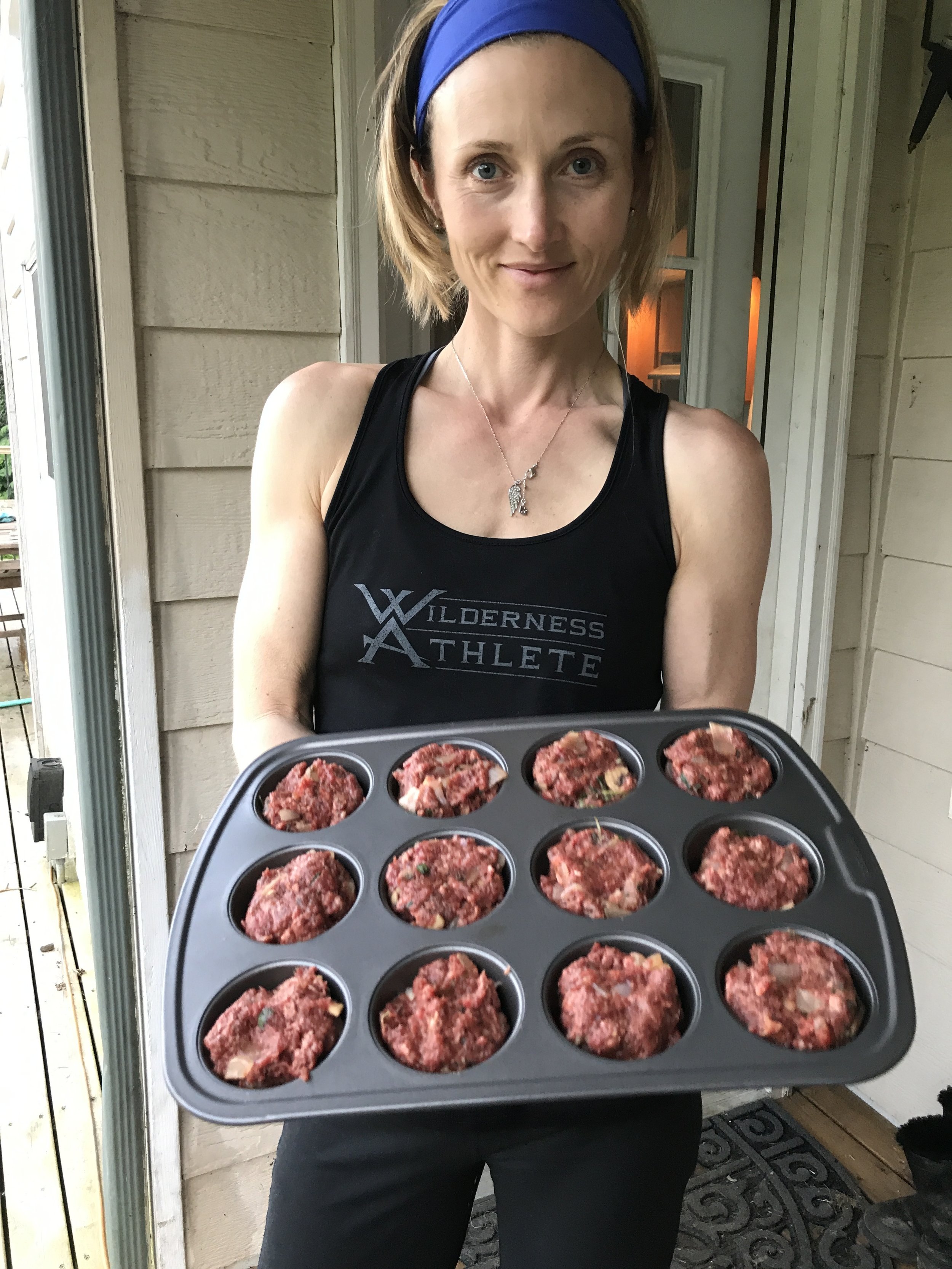 Dr. H with muffins before popping in oven. 