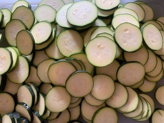 Zucchini after slicing.