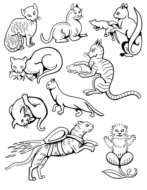 Medieval Marginalia: Cat Designs 2