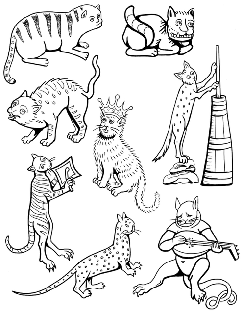Medieval Marginalia: Cat Designs 1