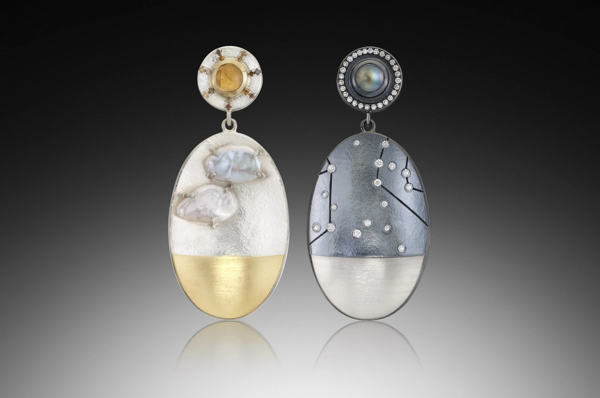 Large Day/Night Landscape Earrings 