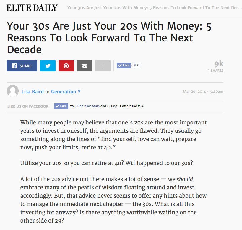 Elite Daily article on 20s versus 30s.