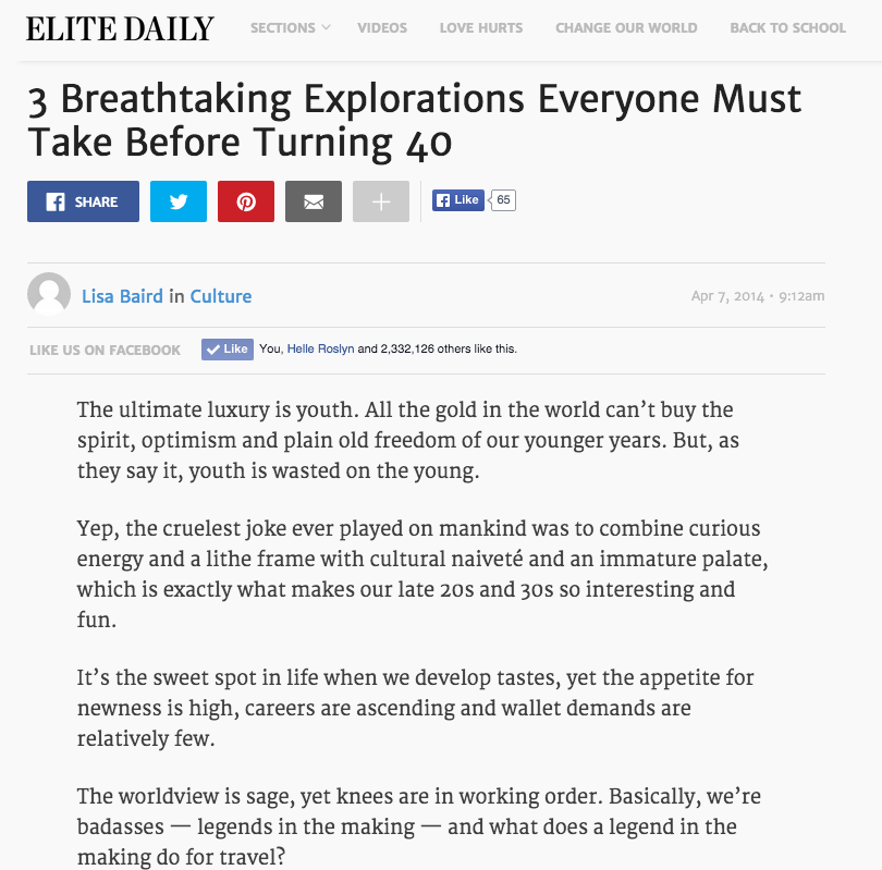 Elite Daily article on essential travel.