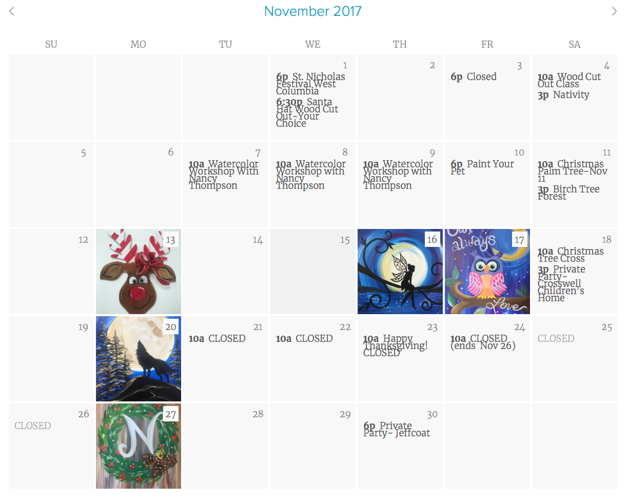 Our calendar makes it easy to find the class you want!