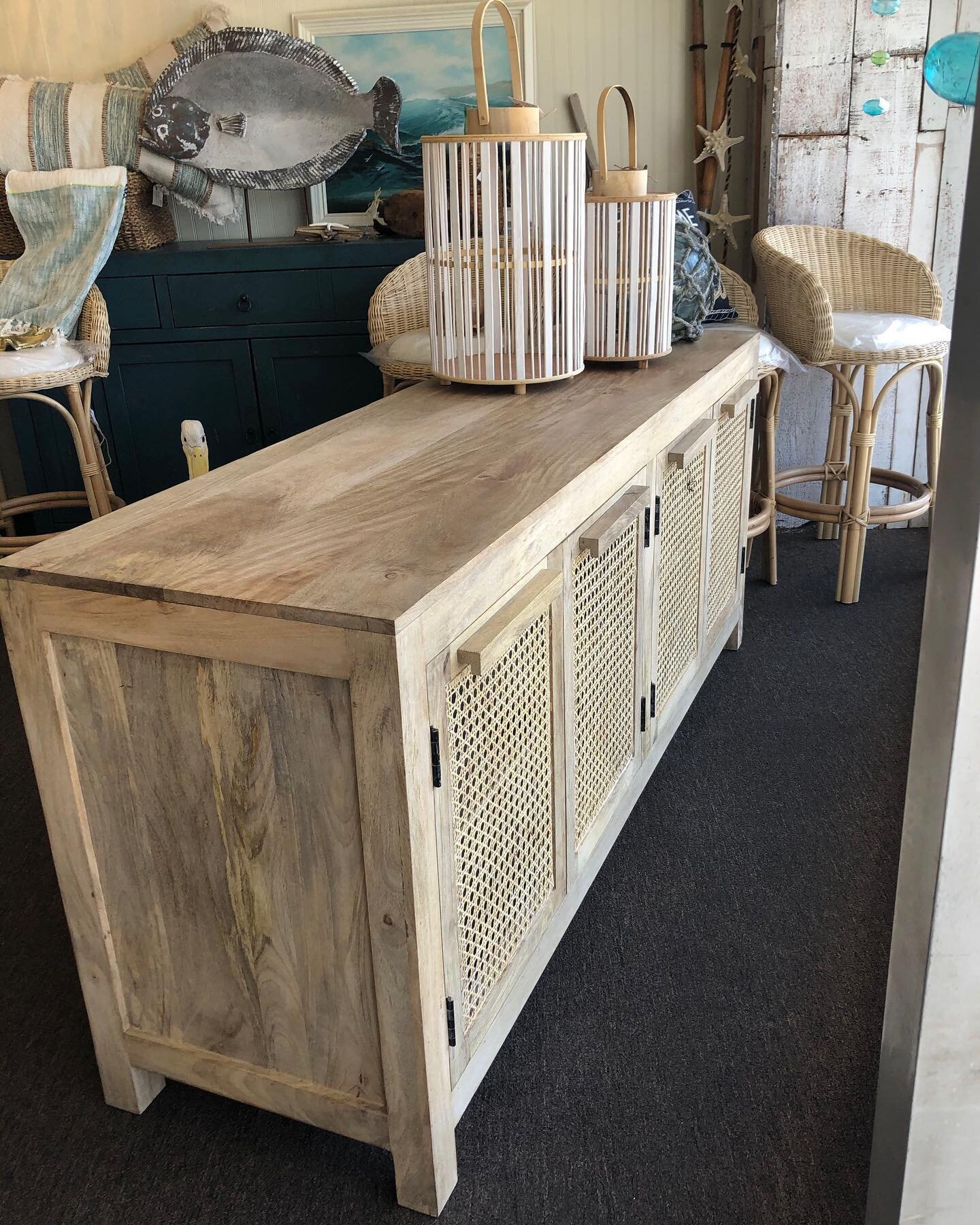 ✨ #newarrival: mango wood sideboard with four cane doors &amp; one shelf ✨ 
69 1/4&quot; L x 19&quot; W x 30&quot; H
Already there is strong interest. 😃 

#sideboard #buffet #cabinet #frontwindow #mangowood #furniture #homedecor #coastal #neutral #i