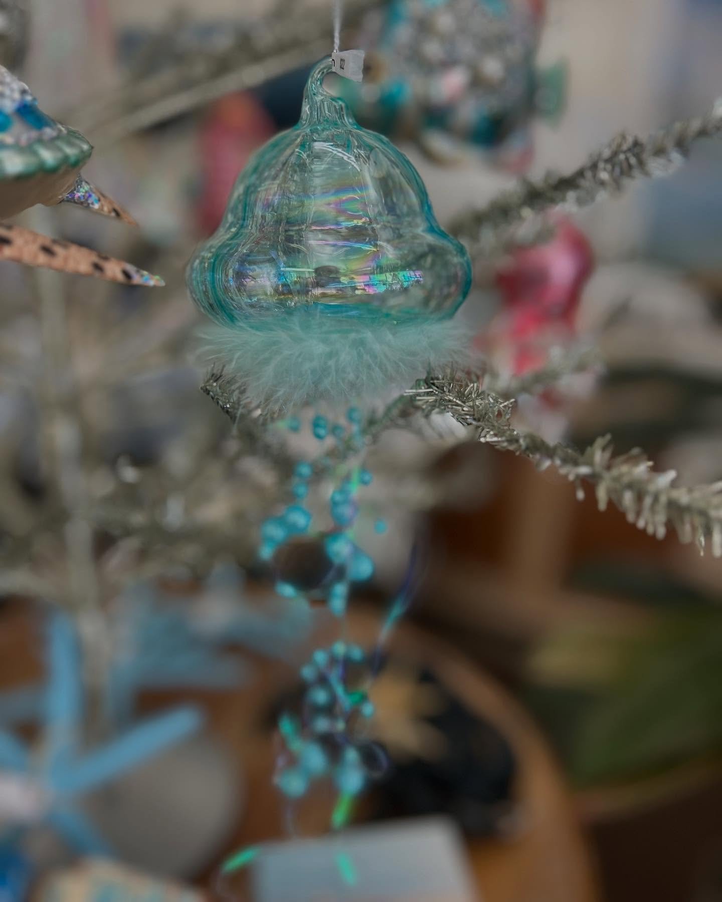 Looking for unique ornaments? Beautiful and whimsical seaside ornaments handpainted and bejeweled! 🐳 
#handmadeornaments #coastalchristmas #octopus #shark #manatee #jellyfish #underthesea #carlsbadvillage #oceantideinteriors