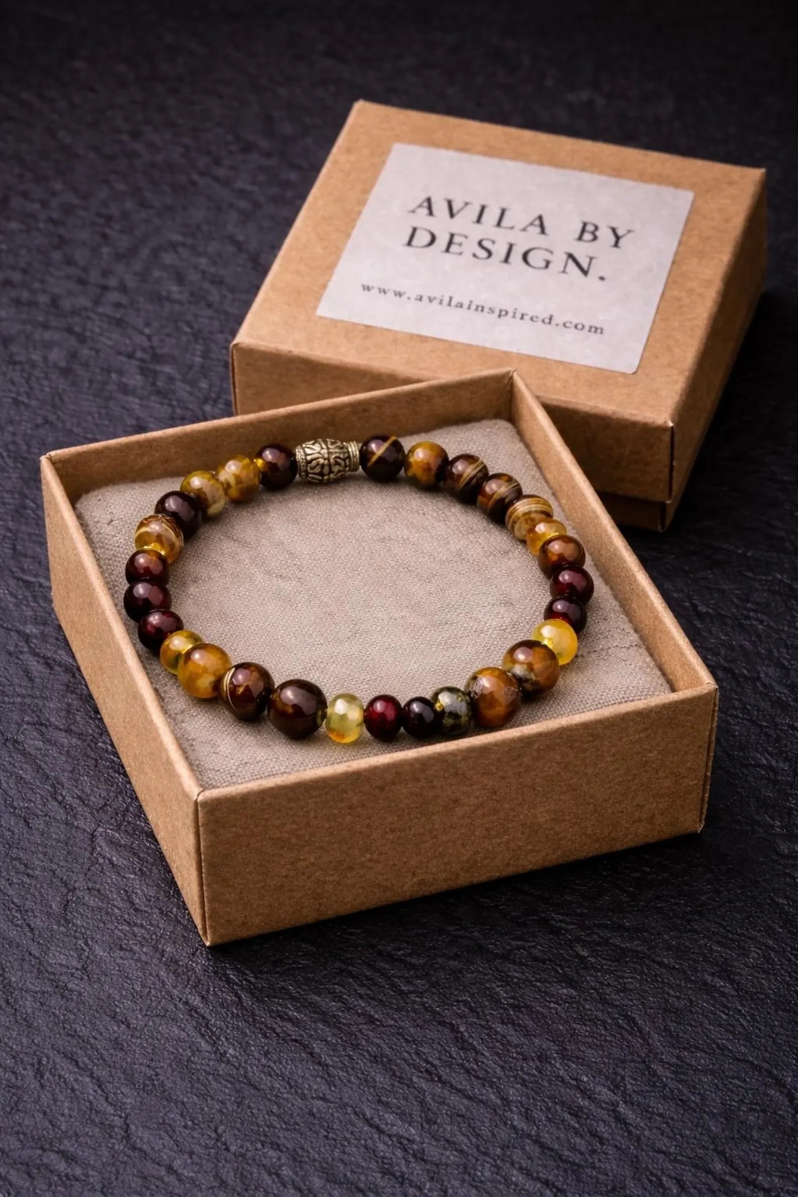 Amber + Tigers Eye Handmade Bracelet by AVILA