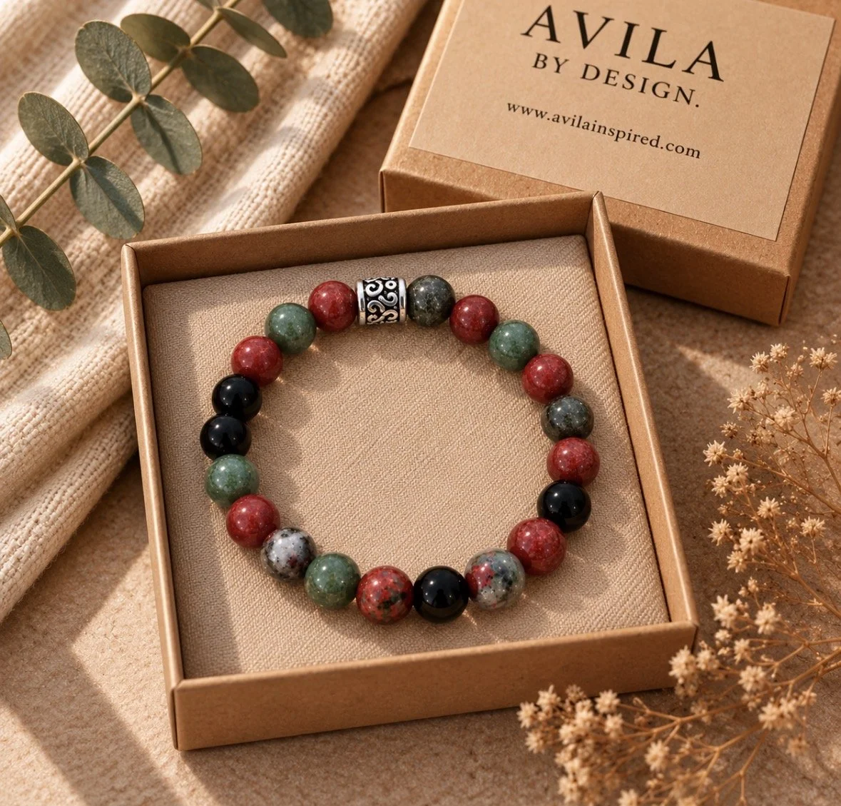 Aries Birthstone Bracelet, Bloodstone Carnelian Black Onyx, Aries Zodiac Gift for Her, Handmade Gemstone Jewelry