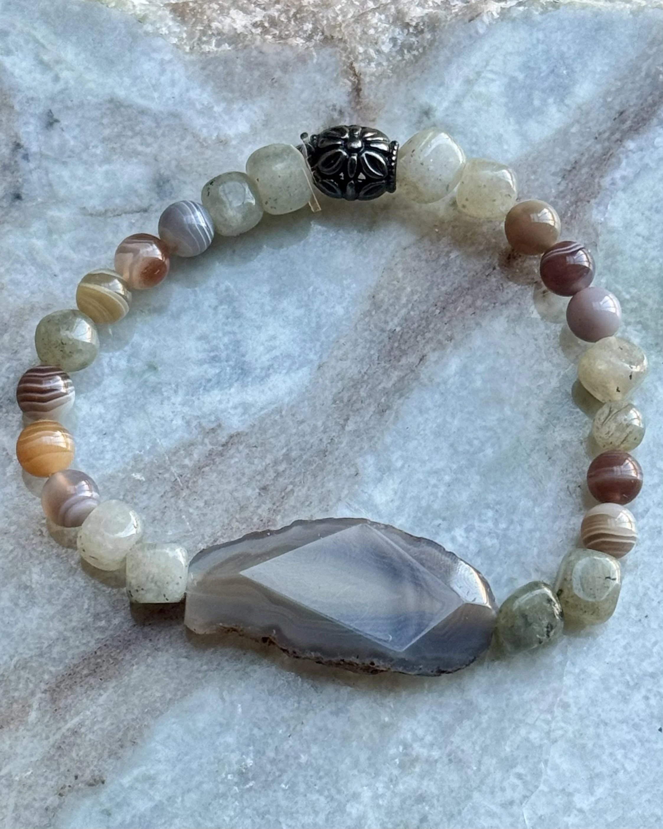 THE TURNING WITHIN -PART 3, BOTSWANA AGATE + LABRADORITE BRACELET