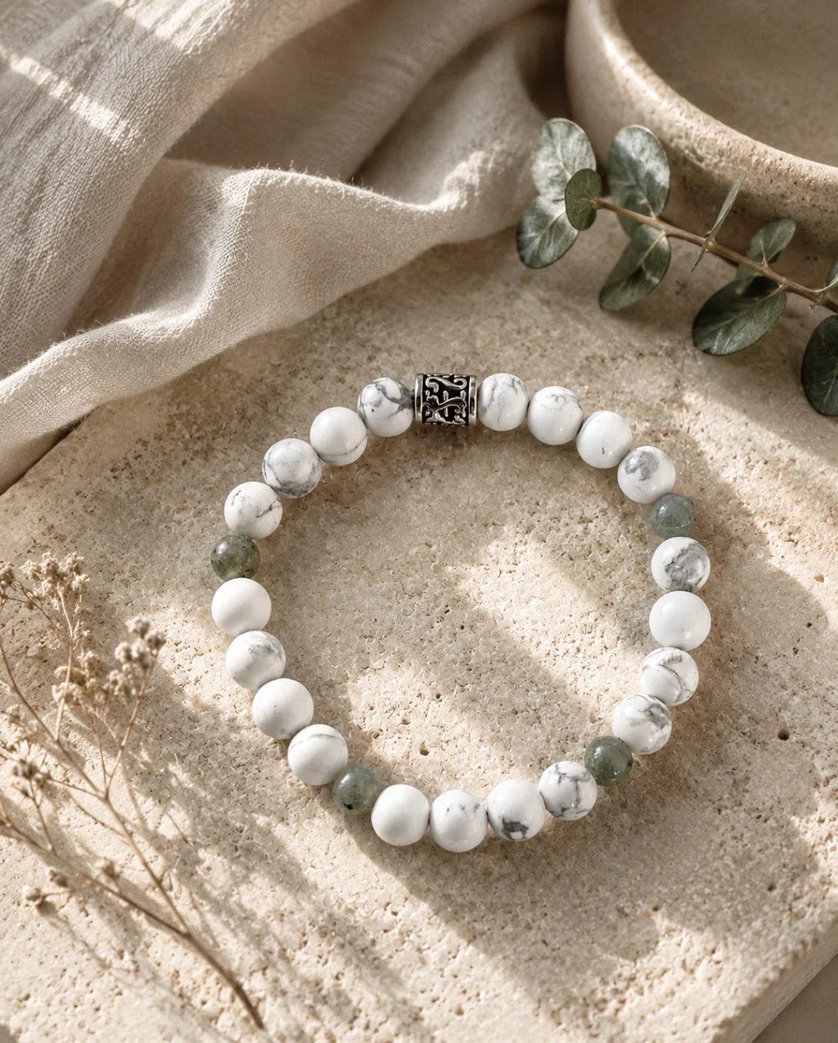 THE CLEAR WITHIN | HOWLITE + LABRADORITE BRACELET BY AVILA