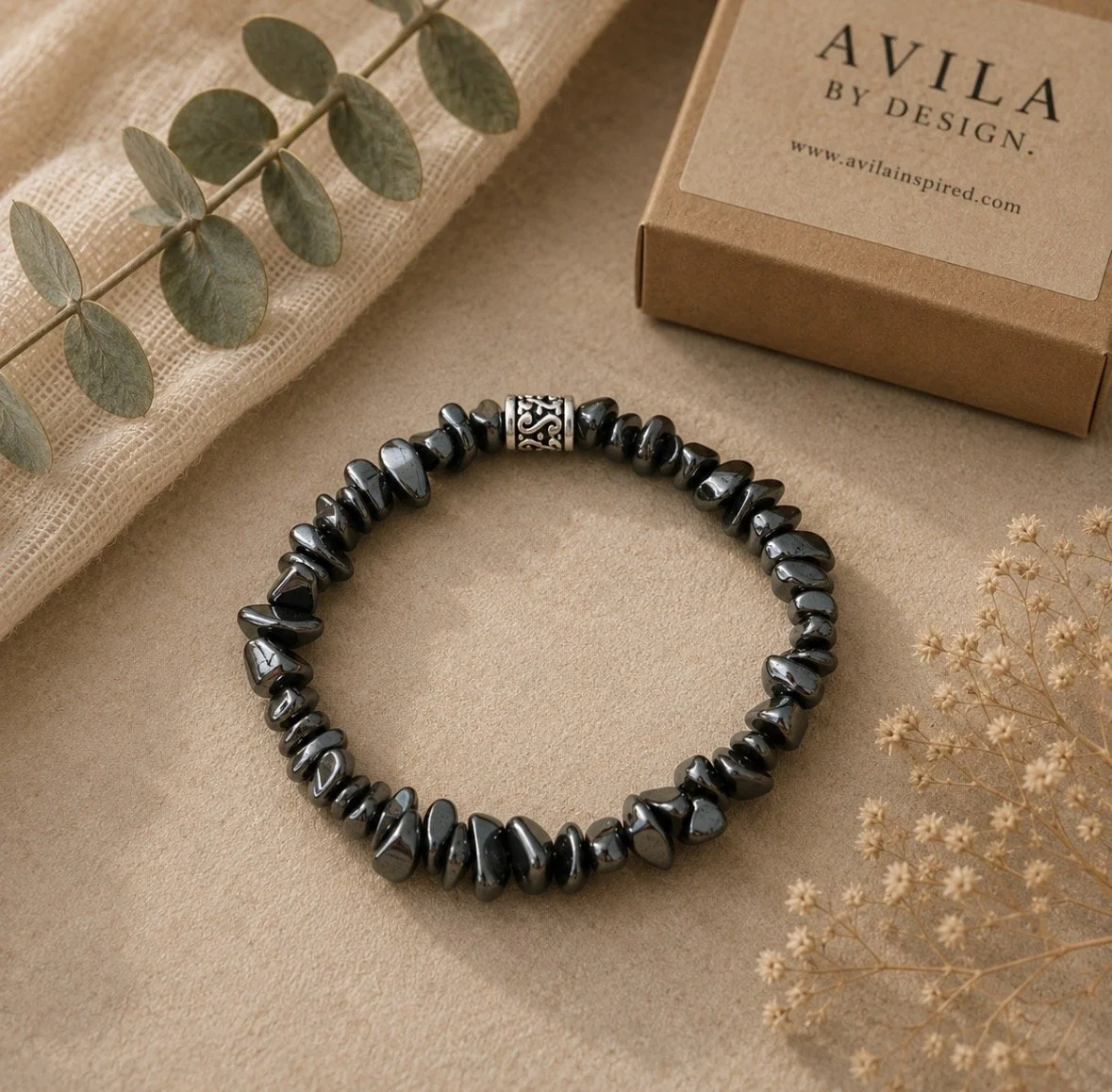 Freeform Hematite Bracelet | Hematite Crystal Protection Jewelry | Grounding Stone Bracelet | Unisex Spiritual Gift
