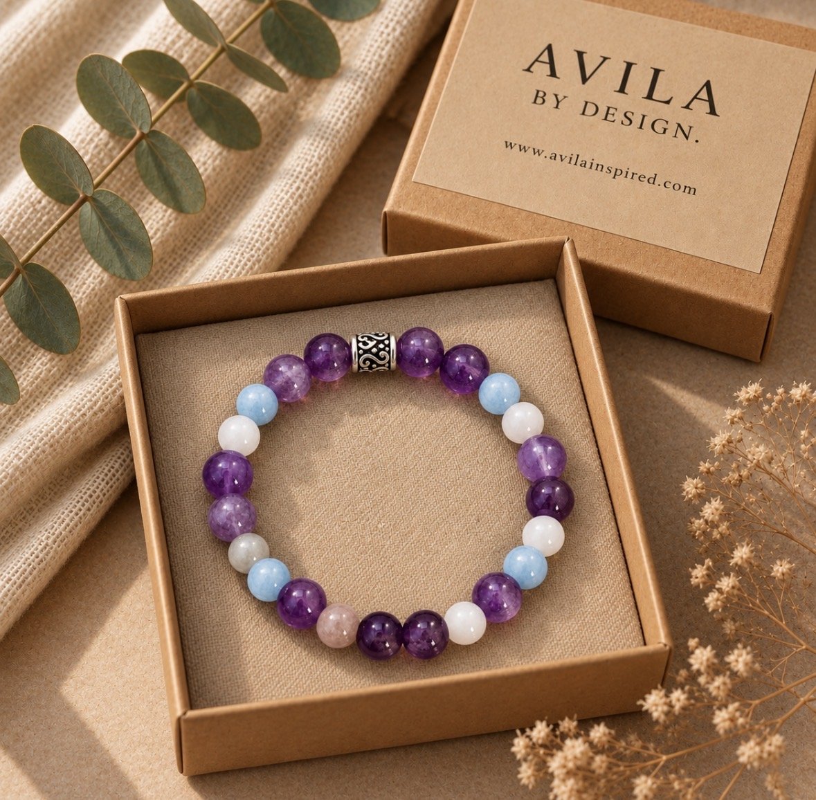 Pisces Birthstone Bracelet, Aquamarine Amethyst Bracelet, Pisces Zodiac Gift for Her, February March Birthday Jewelry