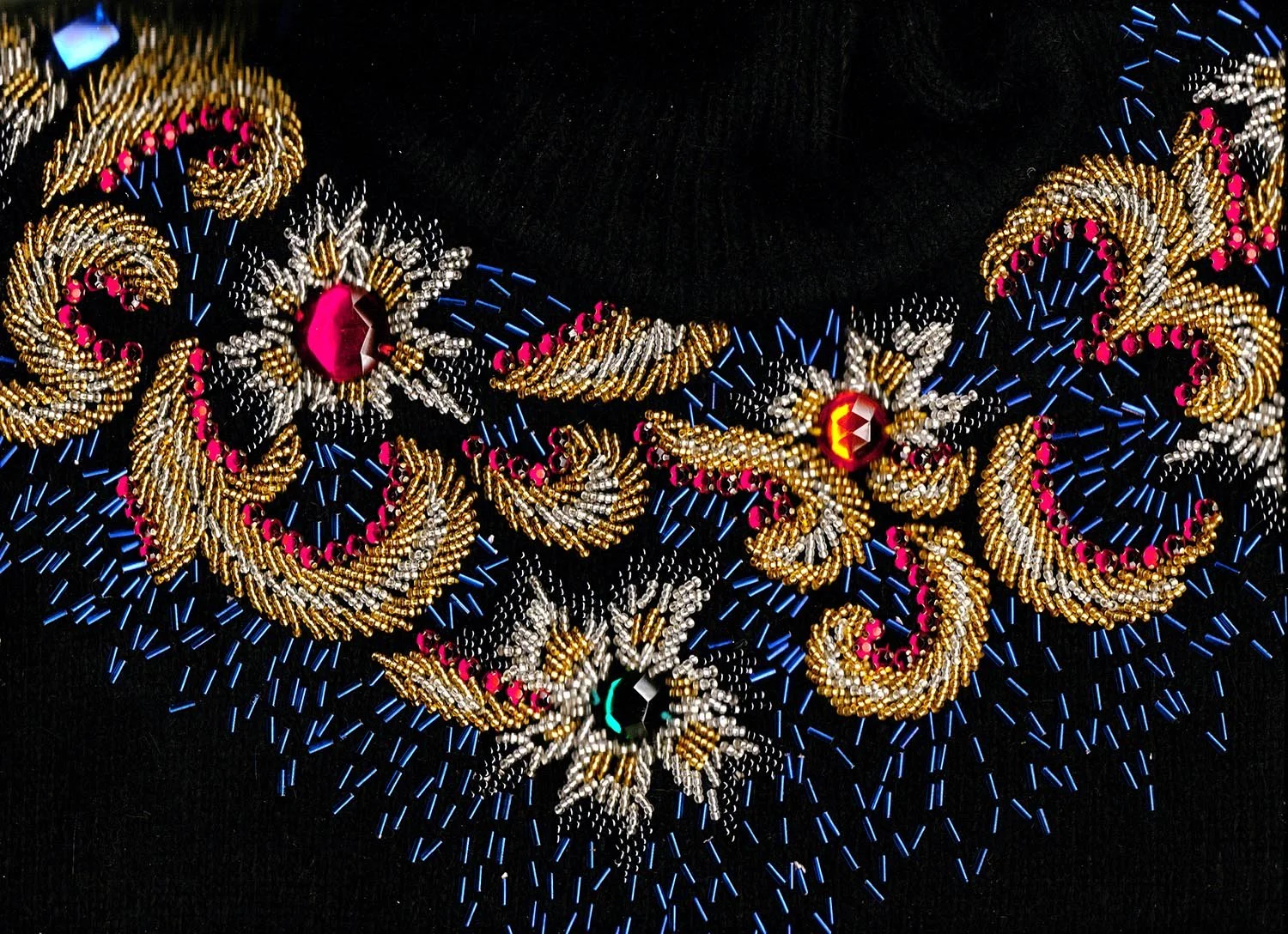 Multi-bead design on silk/angora