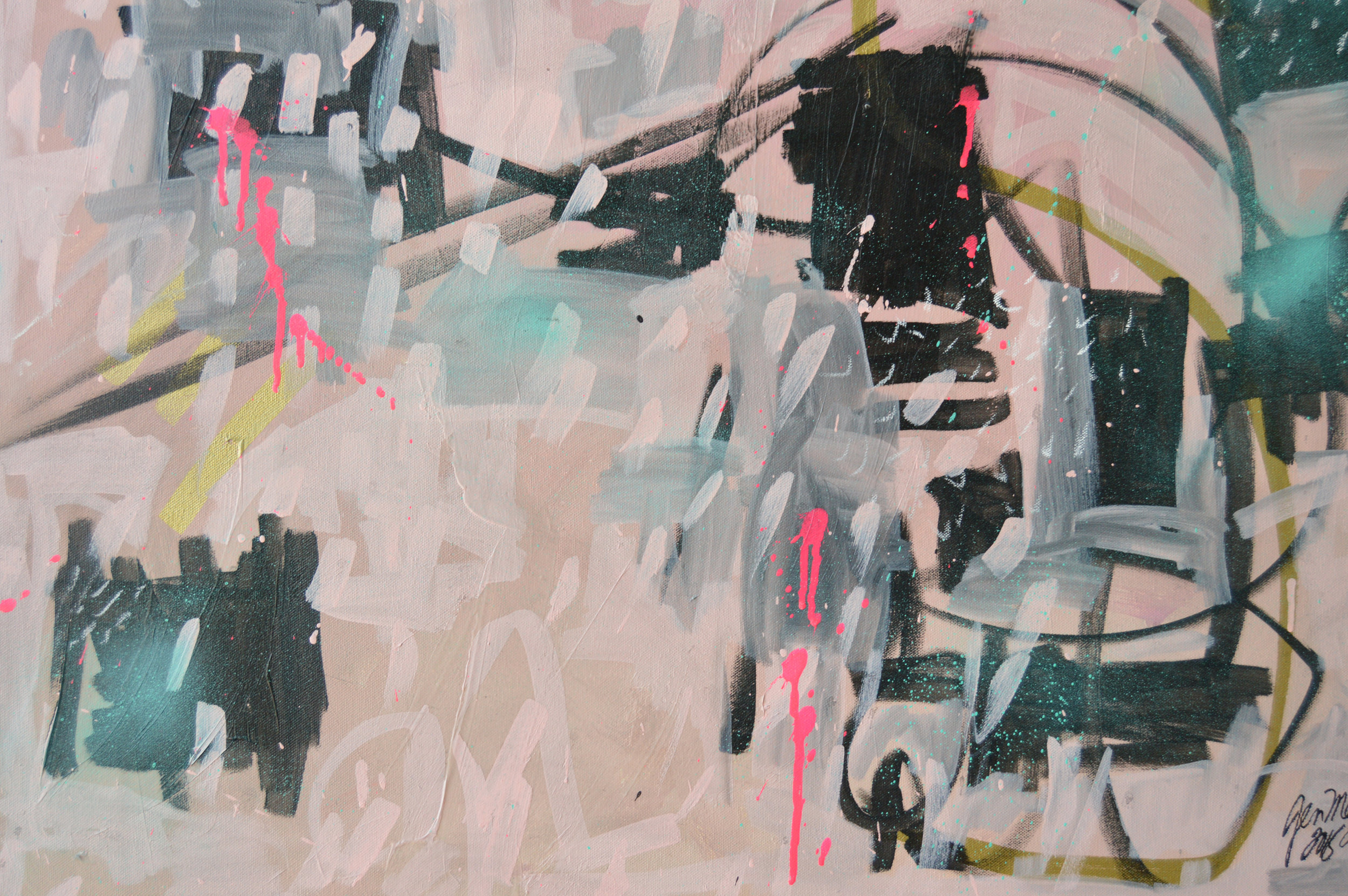 abstractpainting pink and black punk.pink.closeup.jenmeyer.2015.24x30x1.5.jpg