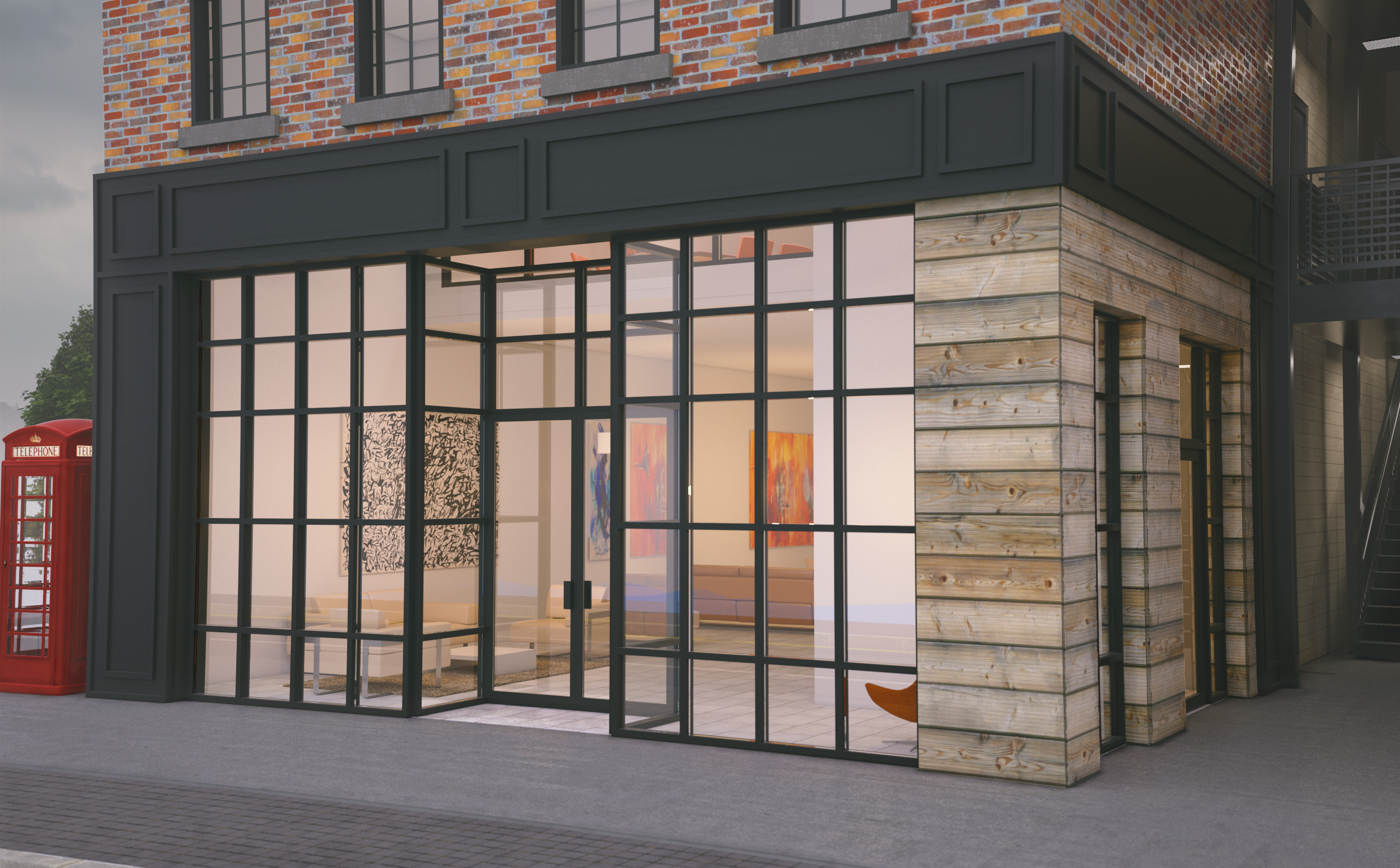 Rendering for the 1st floor (Available for Pre-Lease) of our Haxton District (Phase Two) building in Downtown Bentonville. (Rendering courtesy of Taylor Boswell )