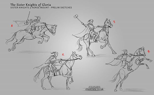 After days of horse studies. Slowly getting there! (The first one looked like something from Adventure Time...)