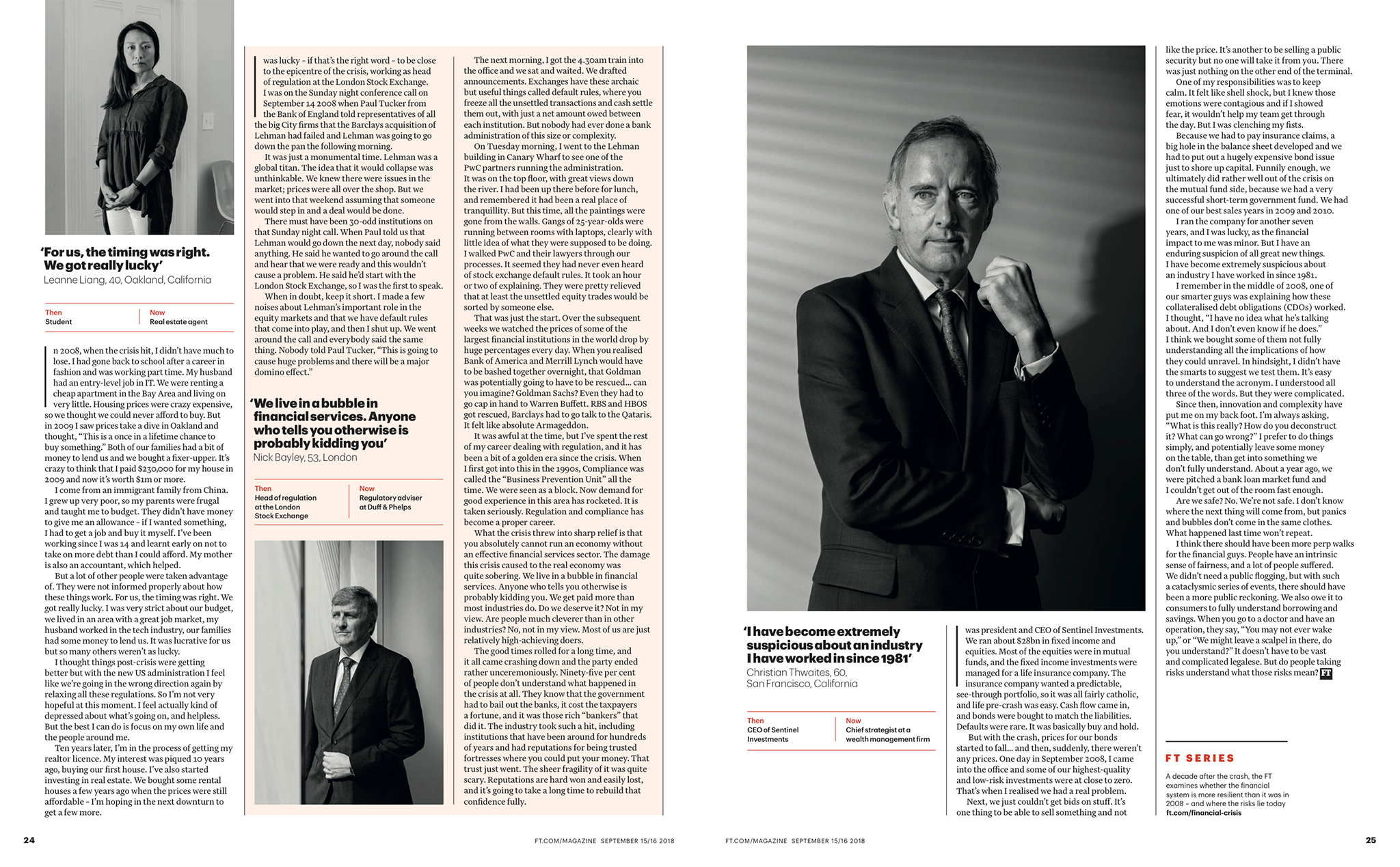 Portrait of Nick Bayley (bottom) for the Financial Times Weekend magazine.