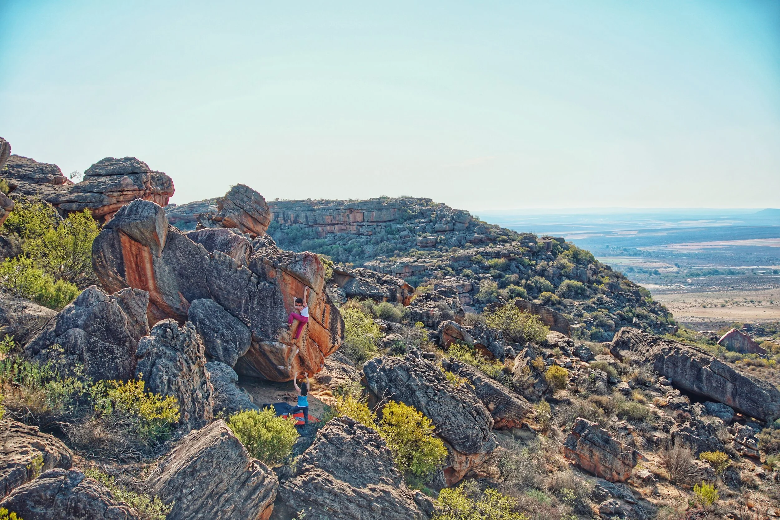 Madeleine Crane bouldering outdoors in Rocklands, South Africa