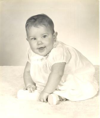 Well, since we have Wolfram's baby photo, we must have mine too! See how I am sitting? I was one of those odd kids who did not crawl, but scooted - I look ready to take off!