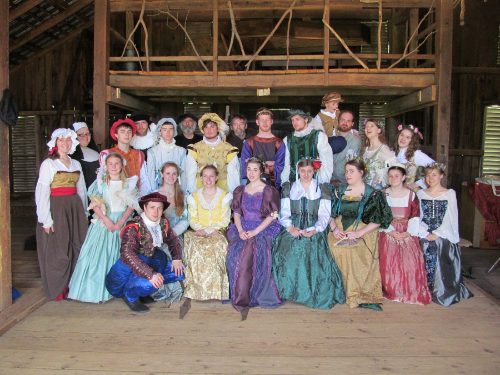The Cast of the May 2013 Production, Love's Labour's Lost displayed brightly colored and vibrant costumes adding many layers to this comedy.
