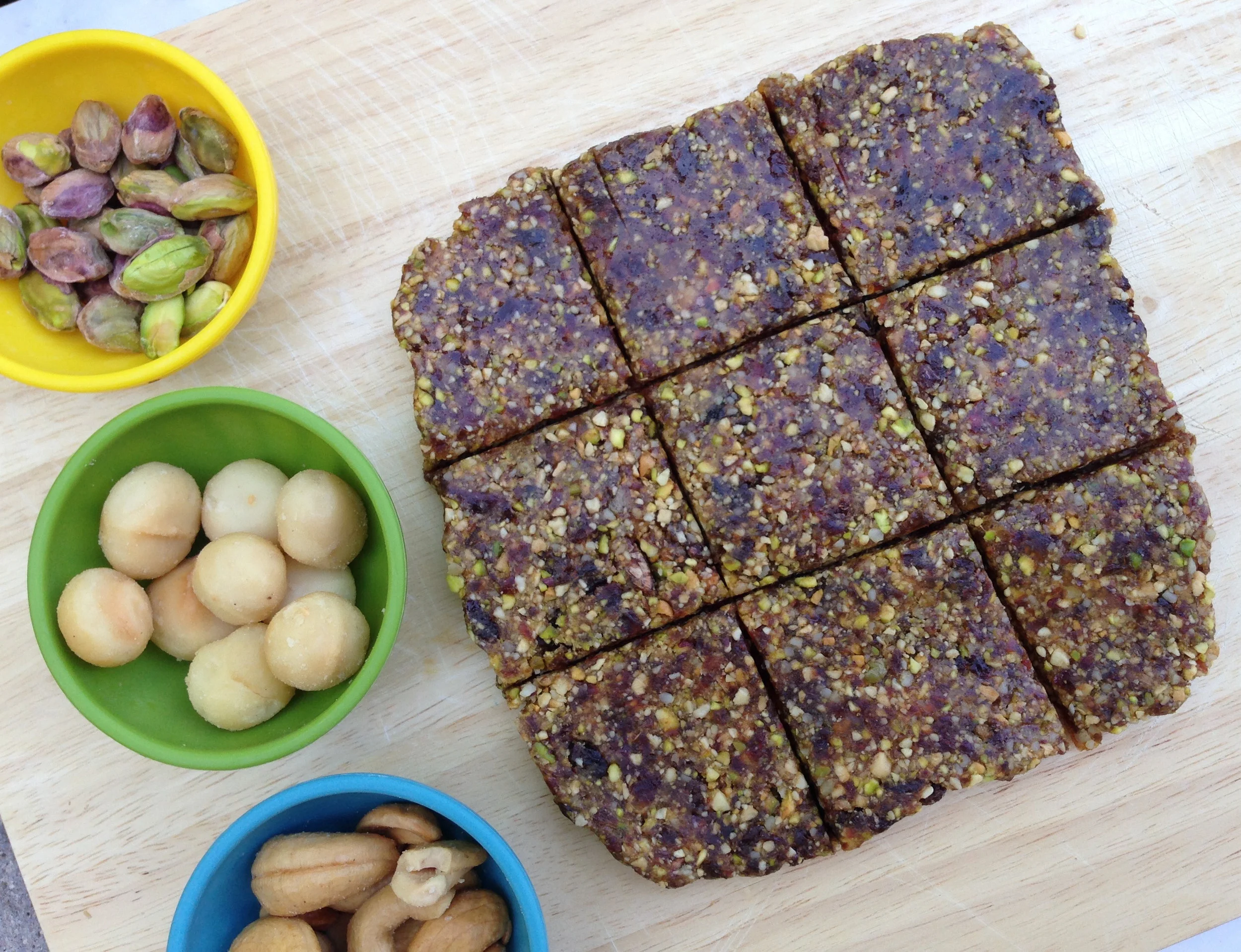 Nutty Date bar filled with dates, pistachios, Macadamia nuts, and cashews