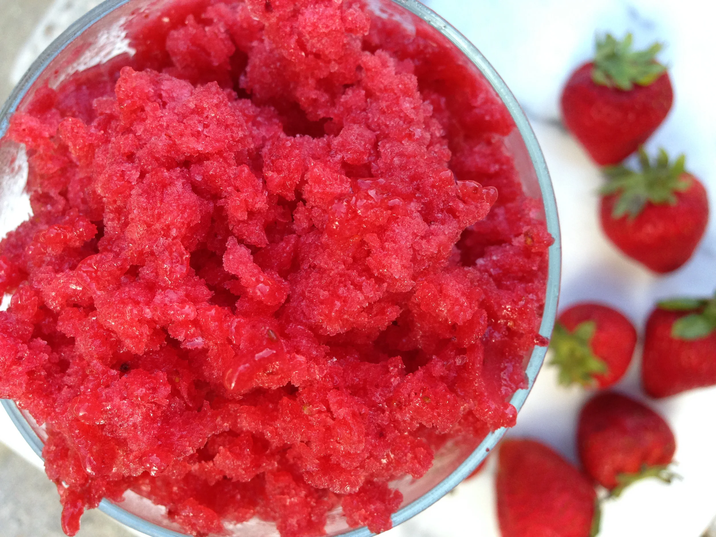 This strawberry cherry frozen granita is the perfect fancy dessert to cool you off this summer.