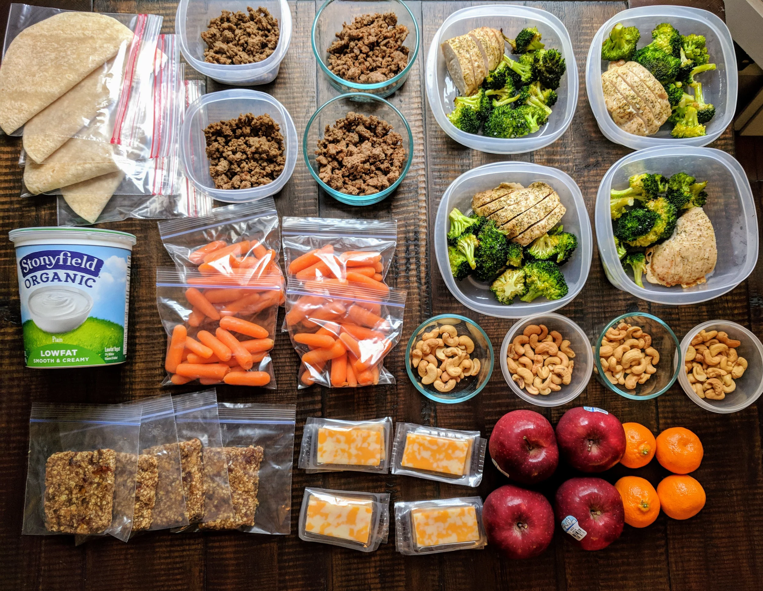 This meal prep prepares 12 meals (8 lunch or dinner and 4 breakfast) in under 2 hours. This meal prep allows you to save time and eat healthy no matter how busy your schedule is during the week. 