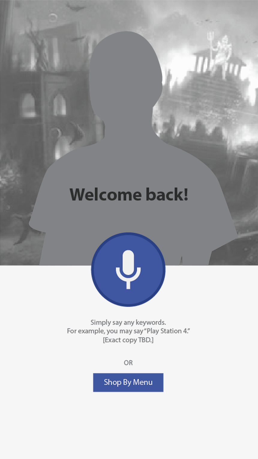 Returning user landing screen