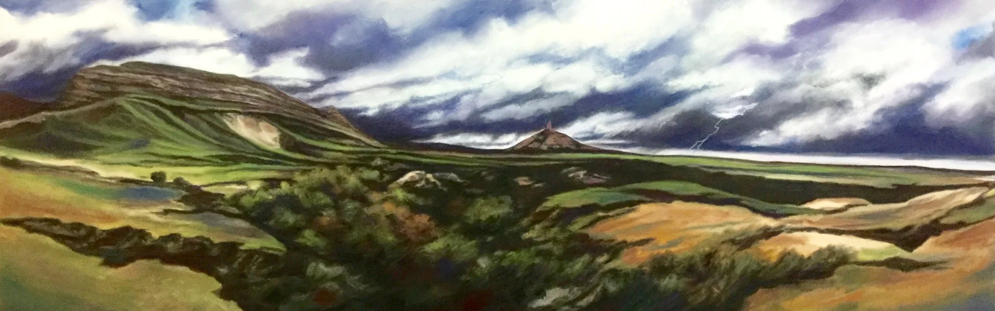 “STORM A'COMIN", CHIMNEY ROCK, NEBRASKA Pan Pastel® Cheri GInsburg ©