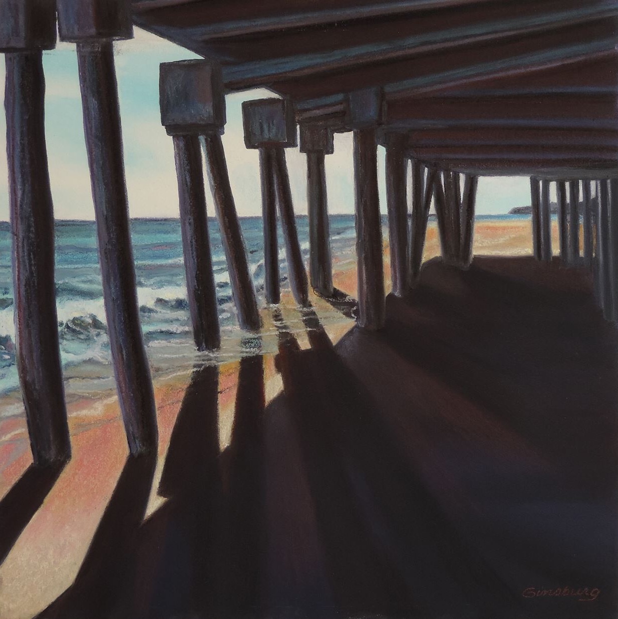 “UNDER THE BOARDWALK", New Hampshire SHORE Pan Pastel® Cheri Ginsburg ©