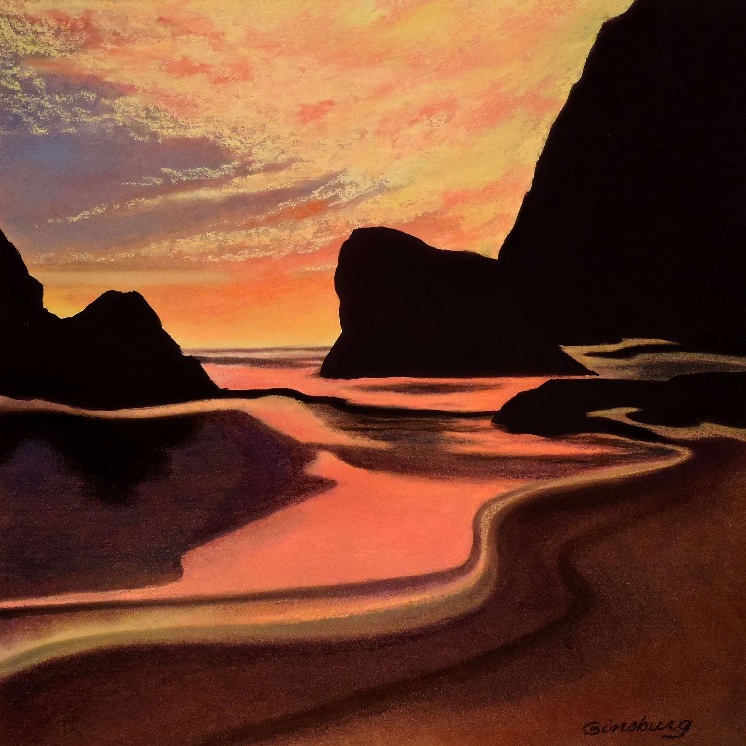 “twilight reflections", oregon shore PanPaste® Cheri GInsburg ©