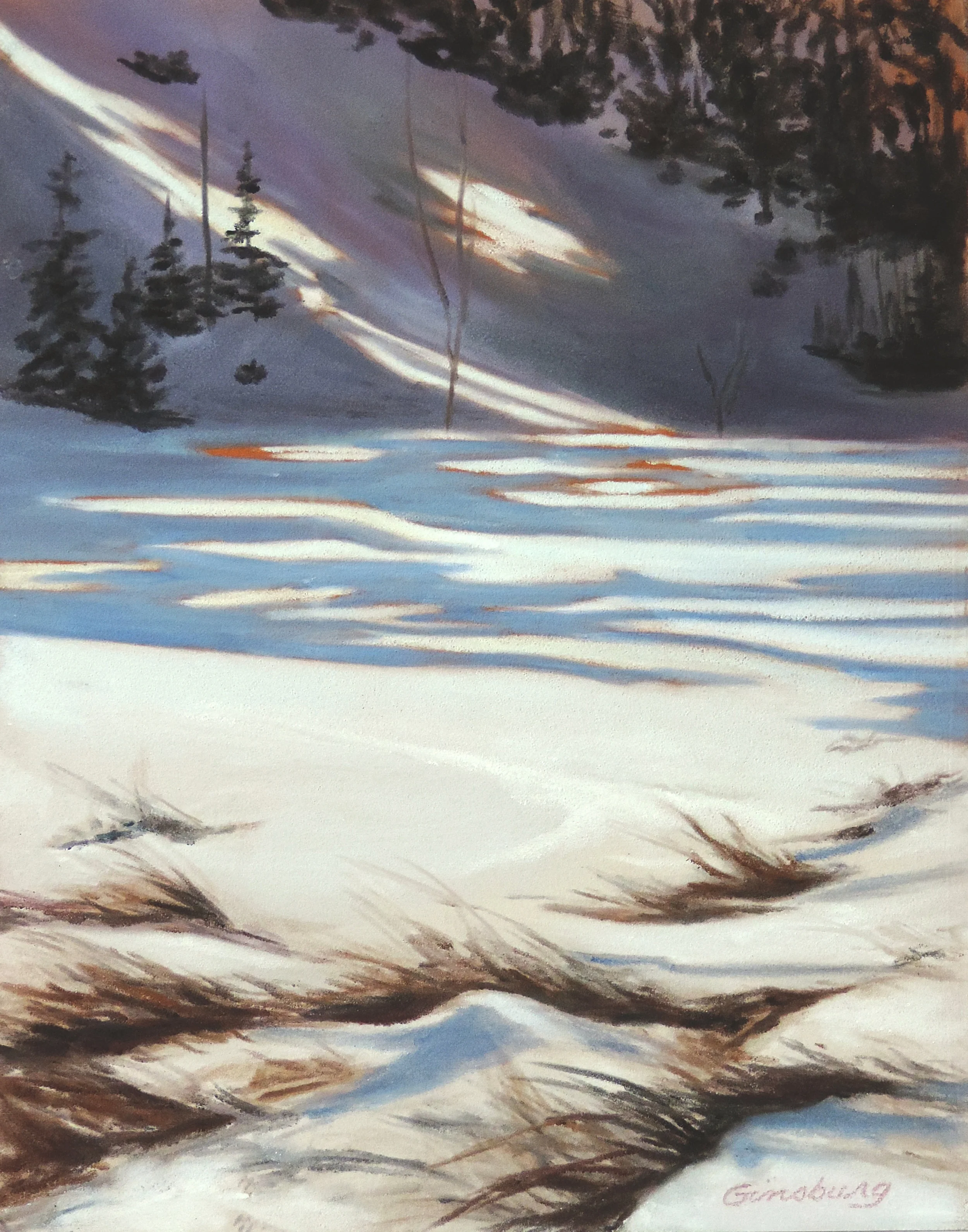 “winter elegance", conifer, colorado Plein Air PanPastel® Cheri GInsburg ©