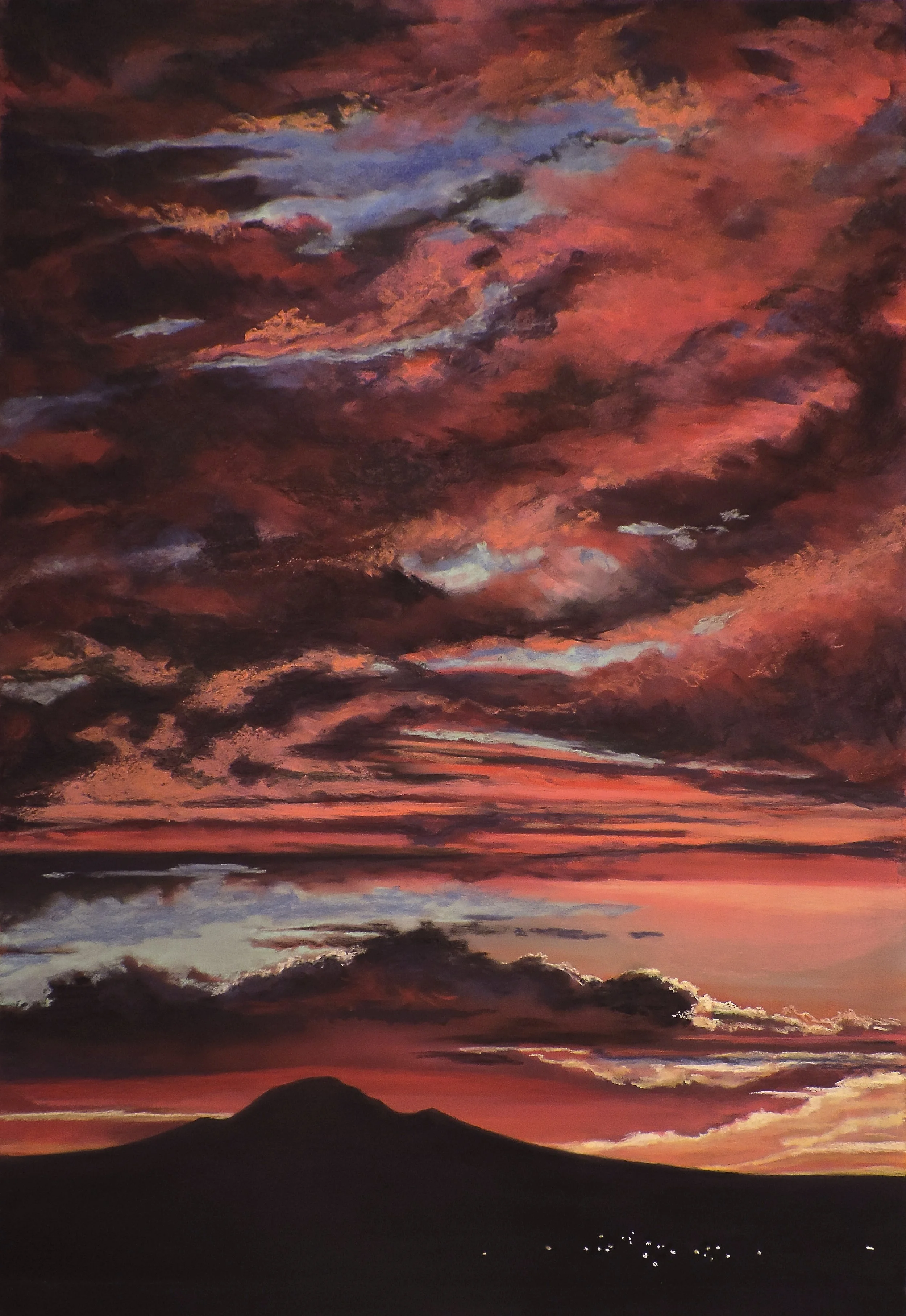 “Albuquerque Fire In the sky” Albuquerque, NM Pan Pastel® and traditional pastel 24 x 36 Cheri GInsburg ©