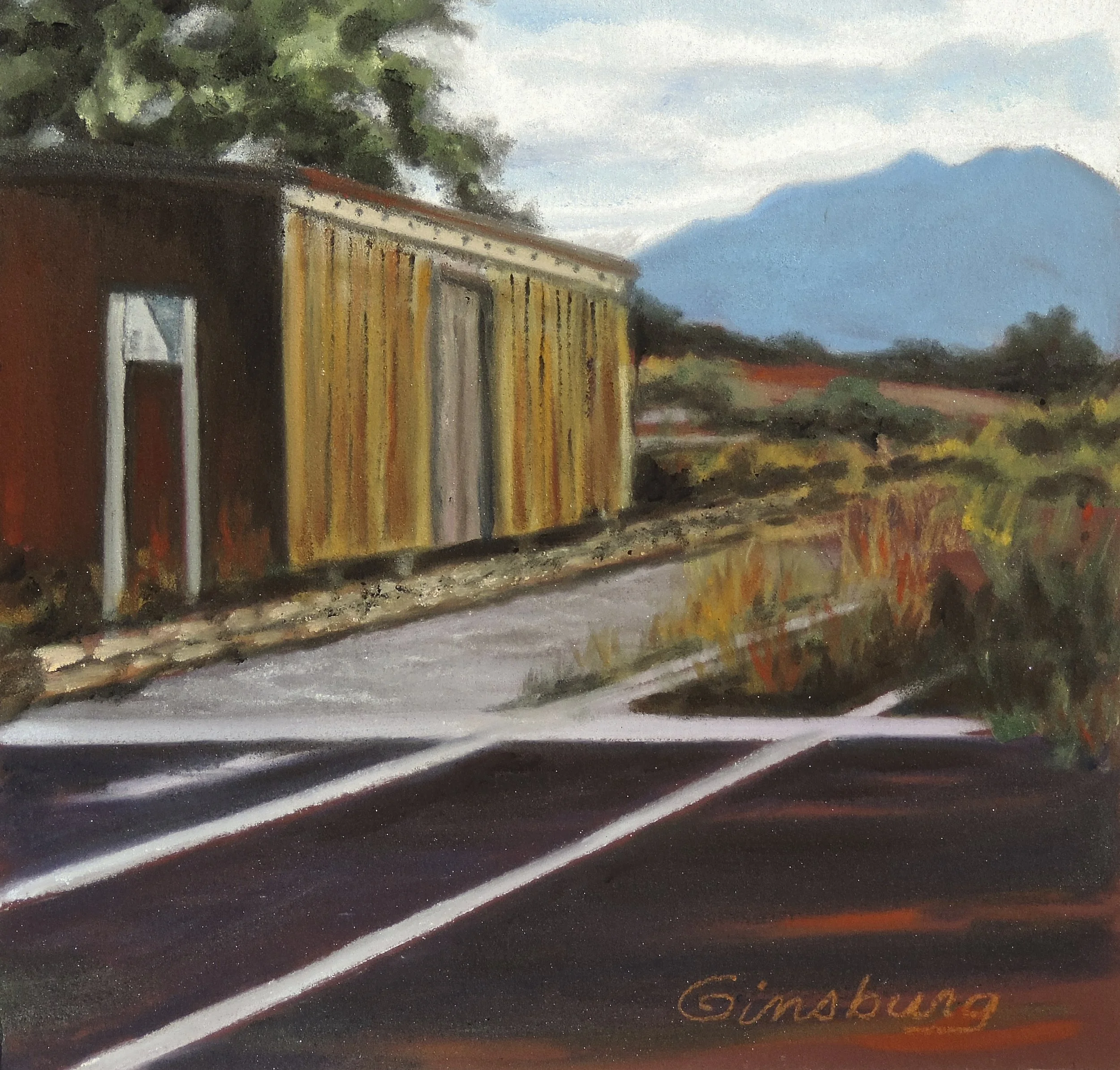 “OUTBUILDING AT LAMY TRAIN STATION", LAMY, New Mexico Pan Pastel® Cheri GInsburg ©