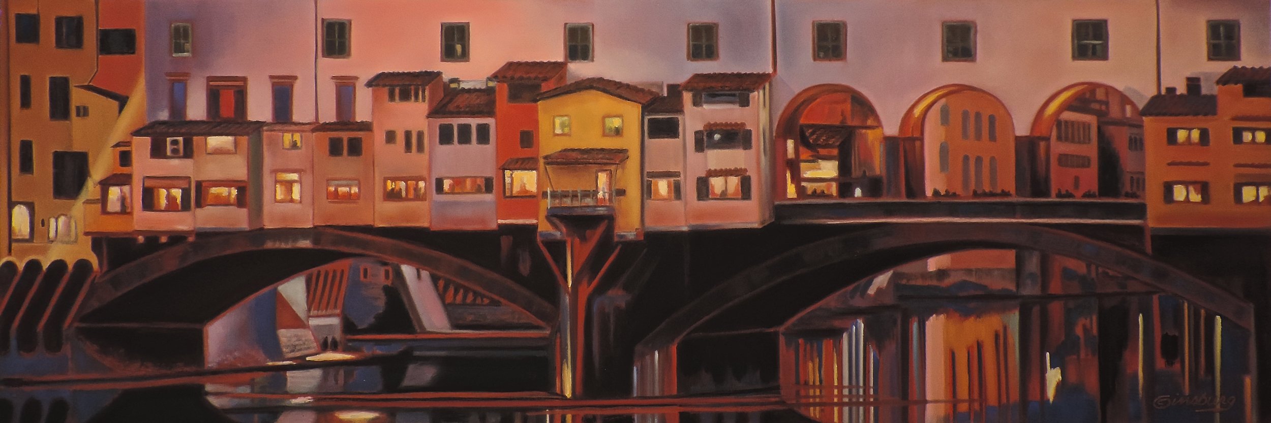“ponte vecchio night reflections", florence (fierenze), italy PanPastel® Cheri GInsburg ©