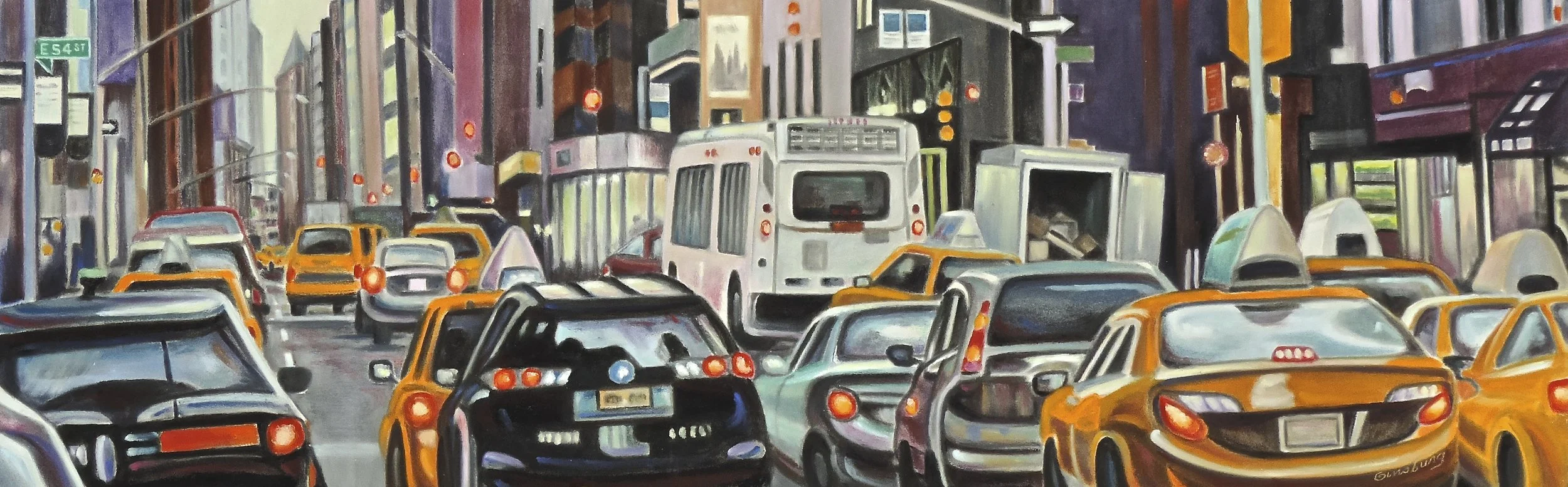 “morning commute", New York city PanPastel® Cheri GInsburg ©
