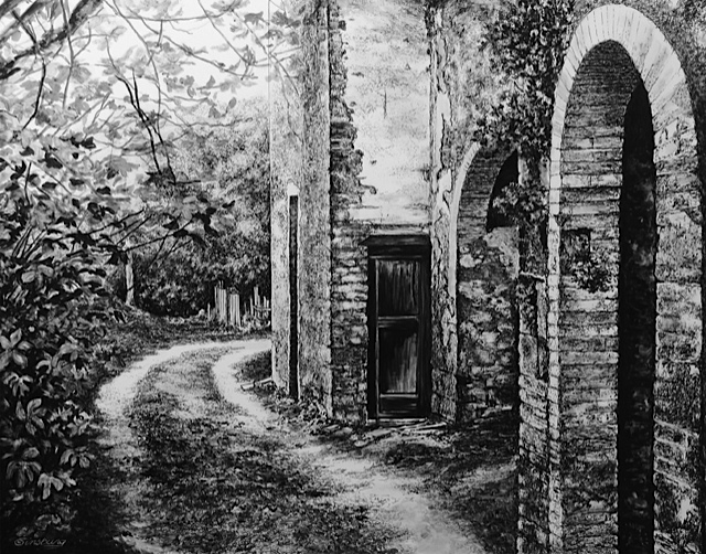 “tuscan farmhouse", near vagliogli, italy Pen and Ink Cheri GInsburg ©