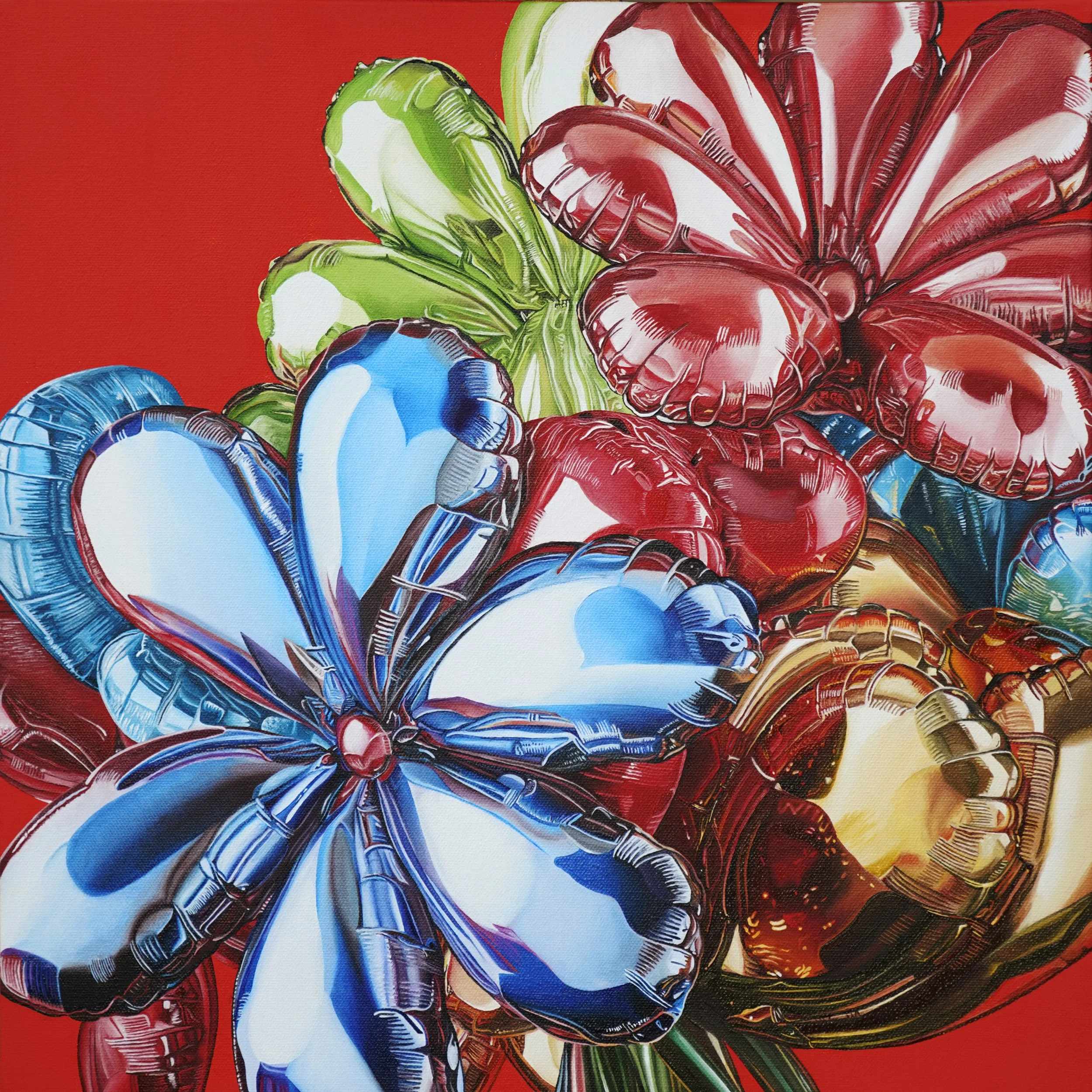 BALLOON BLOOM. 2025. 18” x 18”. Oil on linen canvas.