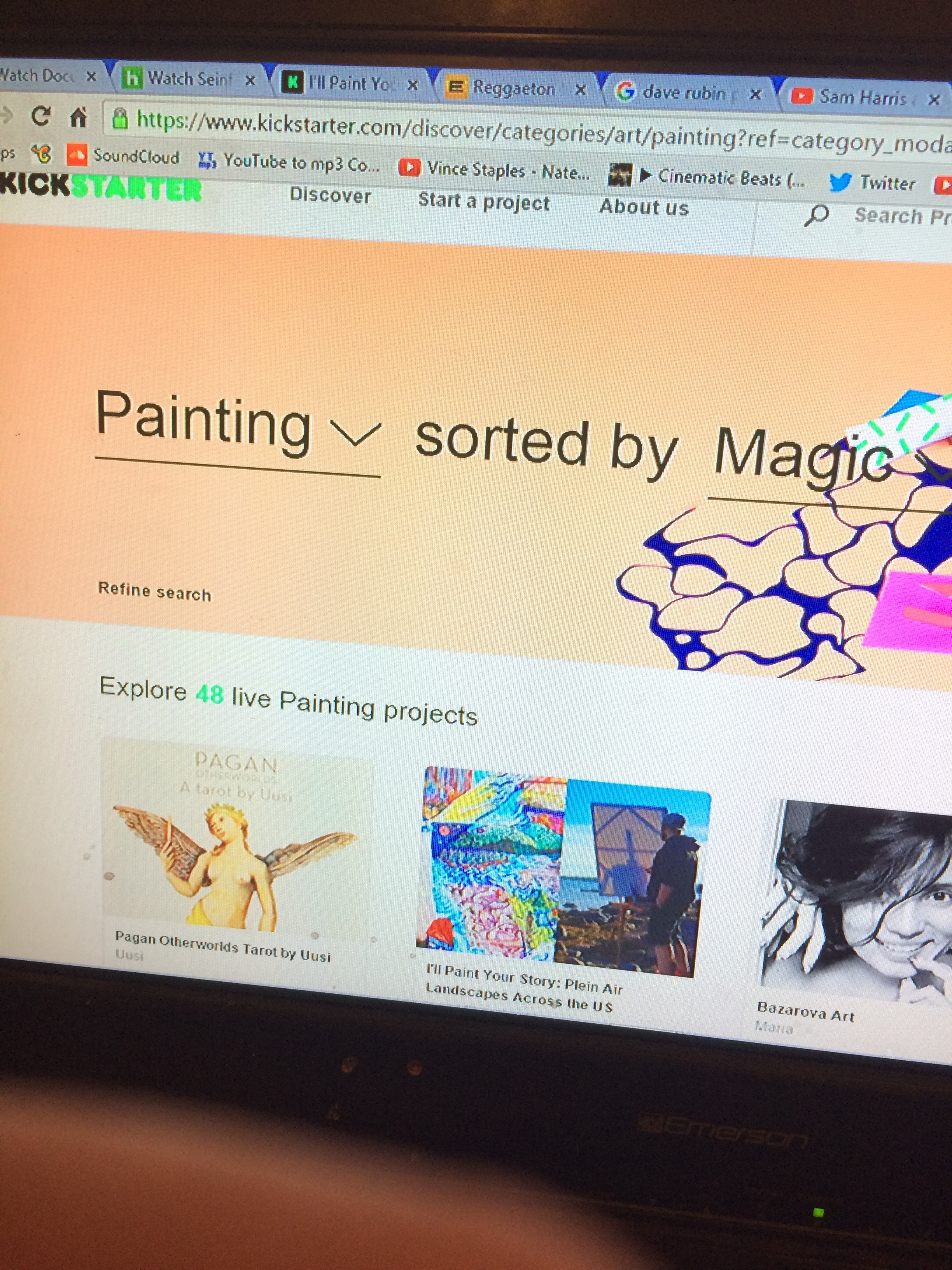 My Kickstarter Project ranked as #2 in the painting projects section