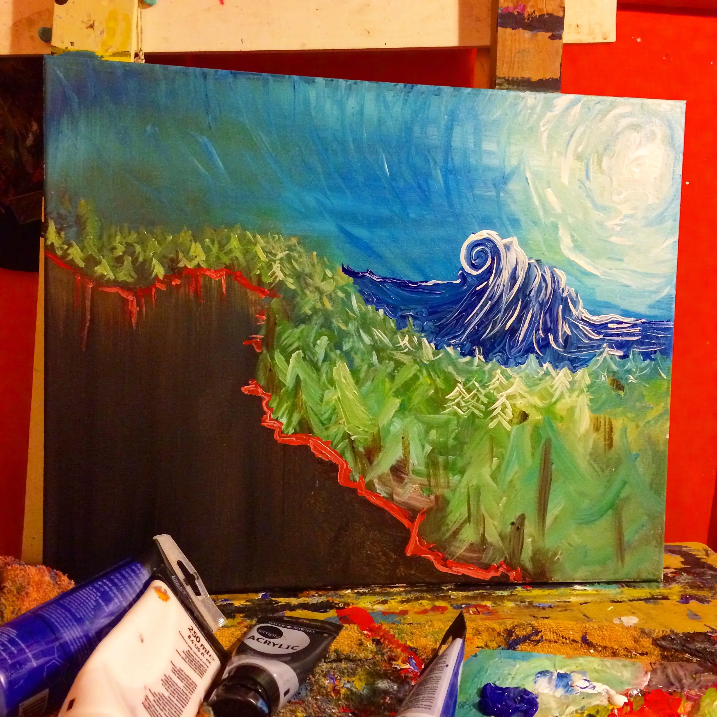 A new dreamscape painting in progress.