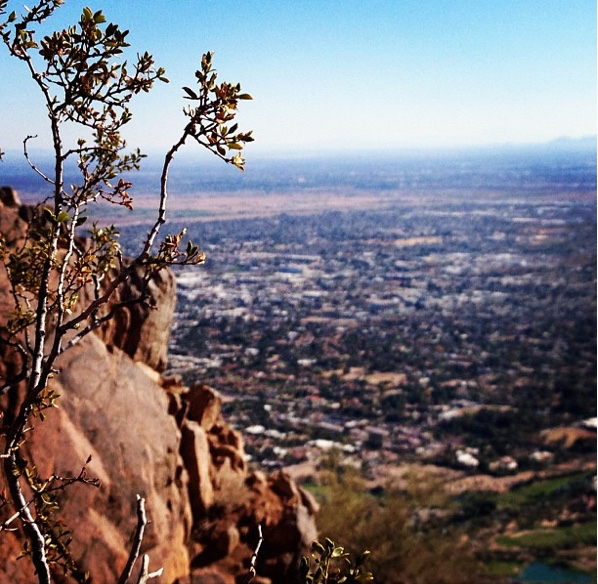 sprawling city for miles from Camelback Mountain