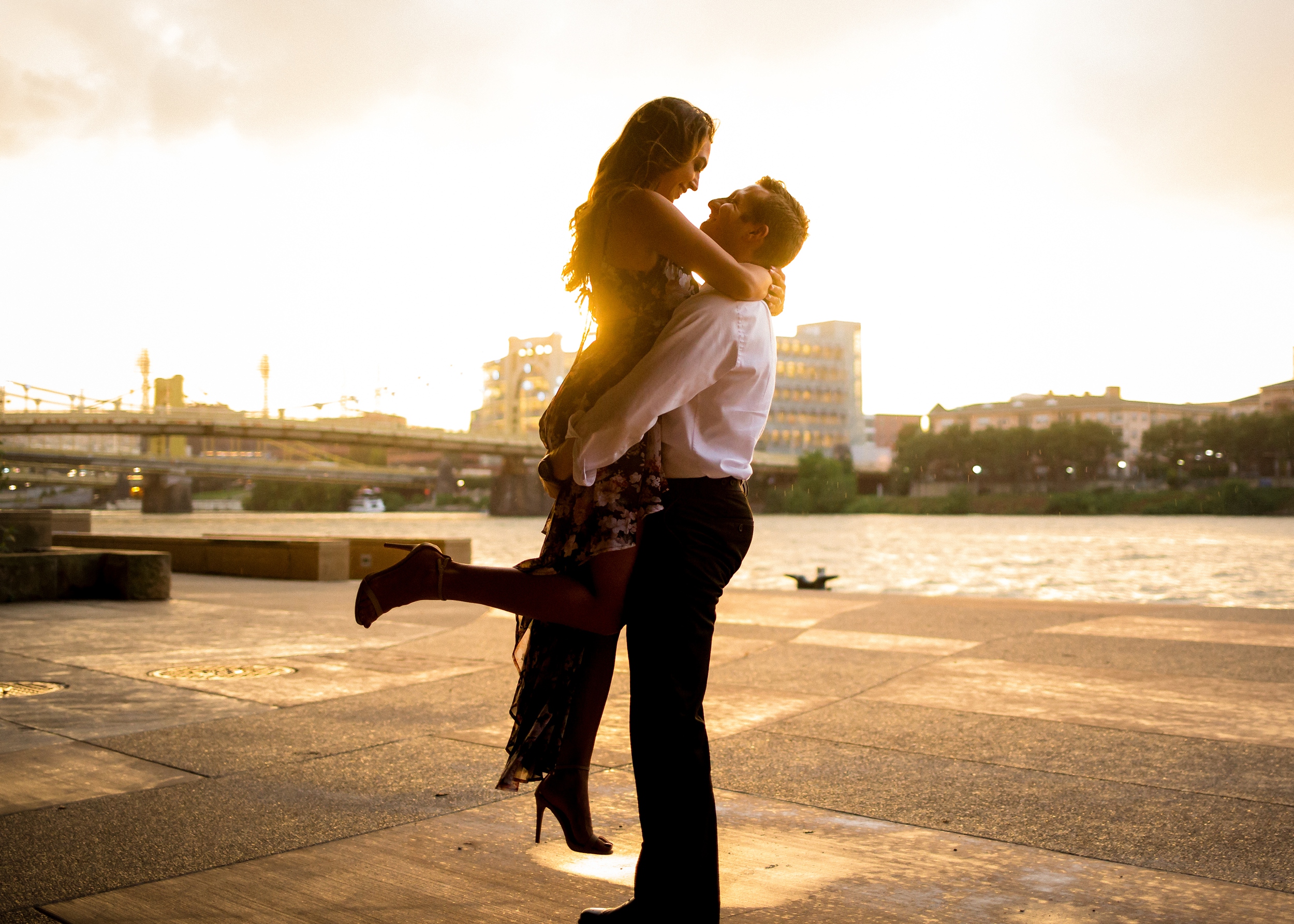 Sunset Pittsburgh River Engagement.jpg