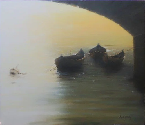 boats at sunset