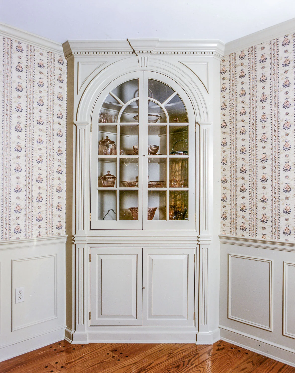 Classic corner cupboard; painted poplar