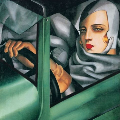 Inspired by this badass 1925 painting &quot;Self portrait in the green Bugatti&quot; by Polish born artist Tamara de Lempicka.