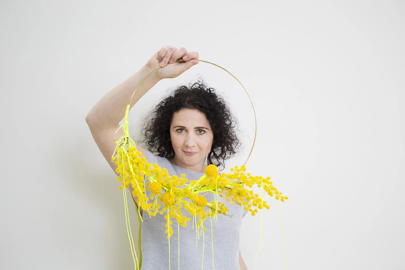   &nbsp;    Wattle lei + Wattle dress 2017    &nbsp;photo Craig Arnold, model Rosie Riggir  