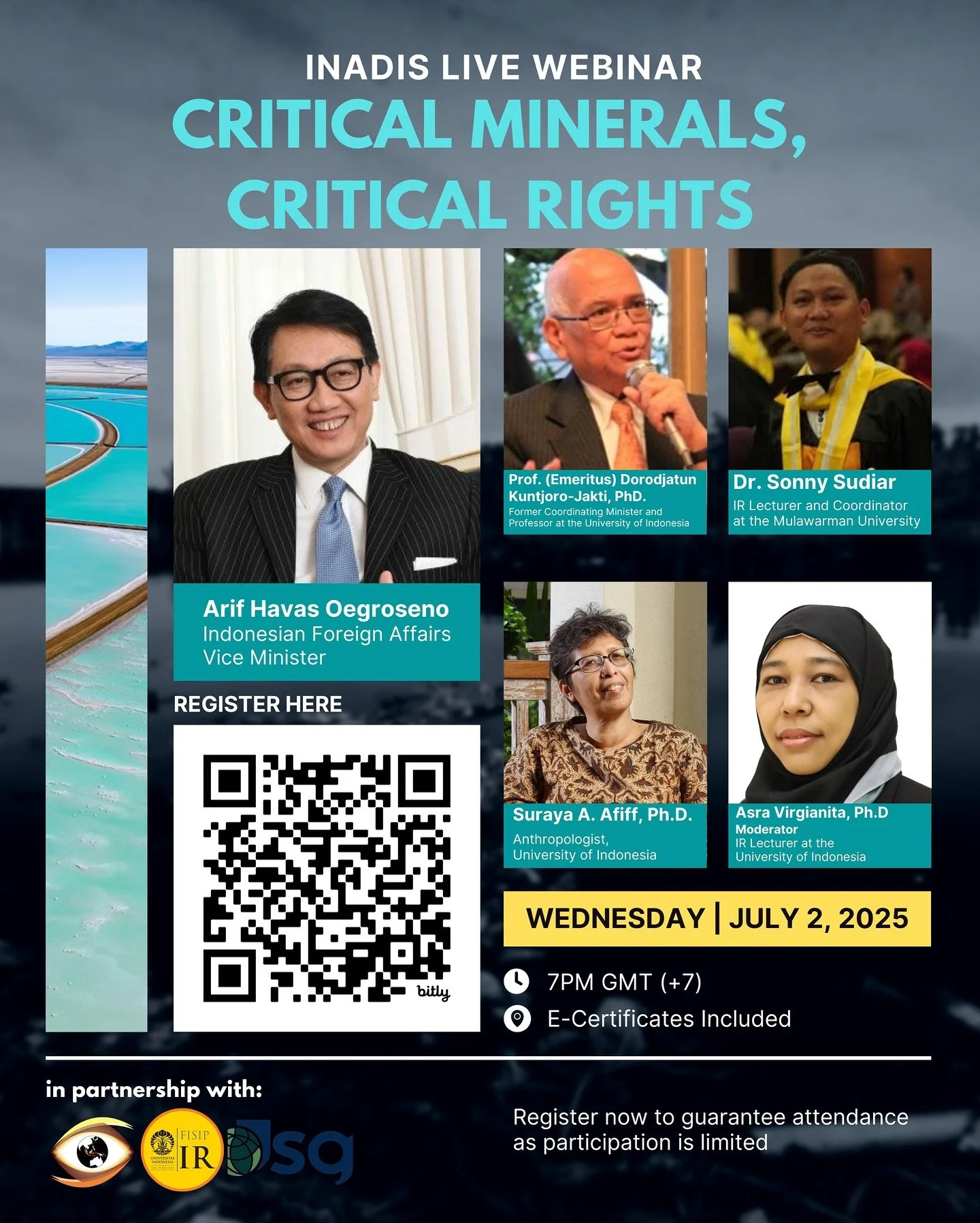 📢 Don&rsquo;t miss out!

&ldquo;Critical Minerals, Critical Rights&rdquo;

🗓 Wednesday, July 2, 2025
🕖 7PM GMT+7 | 💻 Online | 🎓 E-Certificates Included

Join top experts and policymakers as we explore how critical mineral extraction intersects w