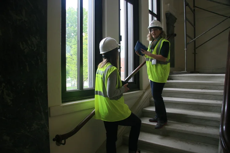 Getting a behind the scenes tour of the Main Library before renovations were complete. 